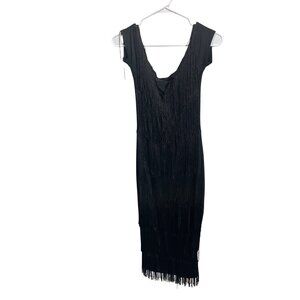 Shein BAE Womens Black Fringe Sleeveless Dress US M 6 EU 38‎